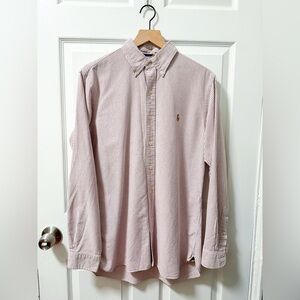 Ralph Lauren maroon striped oxford button down shirt cotton poplin men’s Medium